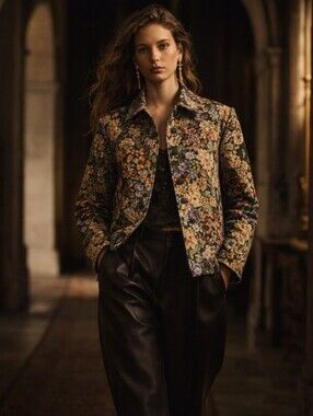 Draper & Damon's Vintage Floral Tapestry Jacket M Cottagecore Academia Romantic